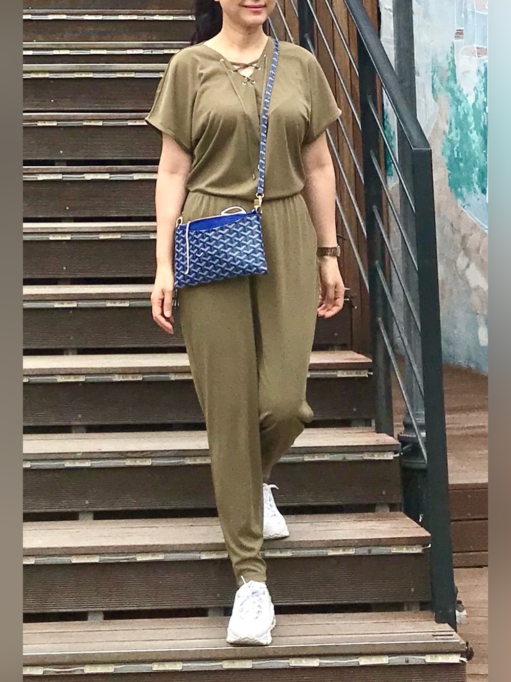 Lauren Ralph Lauren Olive Lace-Up Waist Jumpsuit